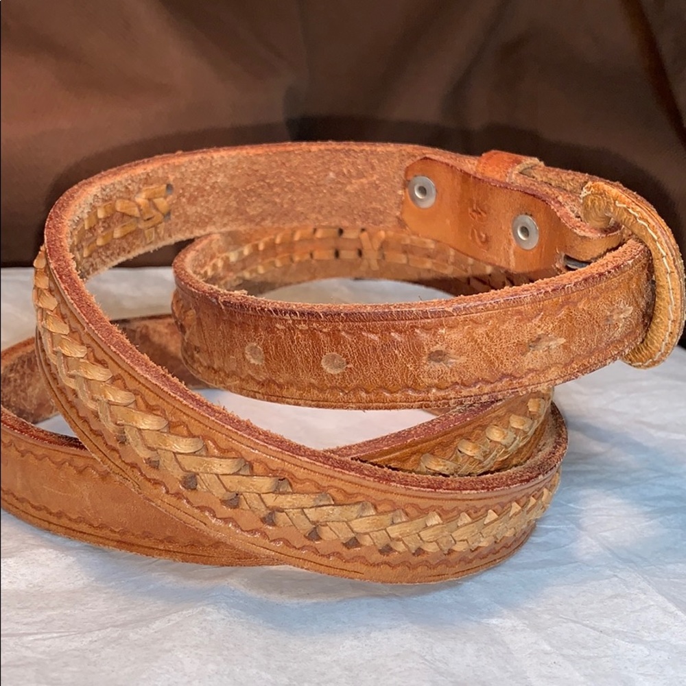 Handcrafted Woven Narrow Leather Belt View 3